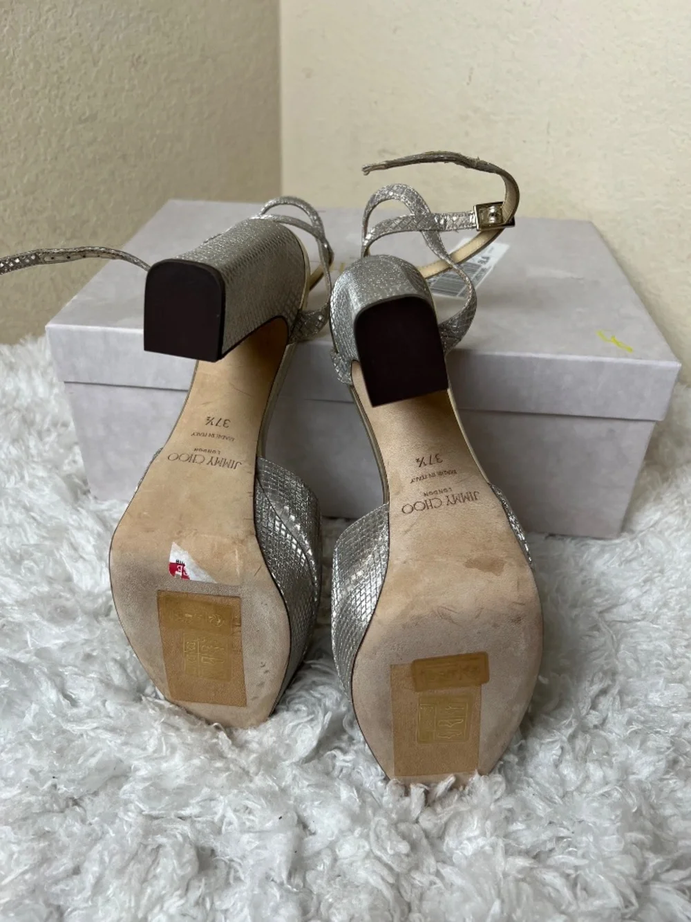 Jimmy Choo Gold Platform Sandal Size 37.5/ 7.5